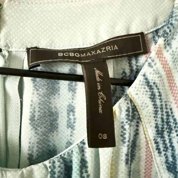 BCBGMaxazria Sleeveless Cambria Fit &Flare Dress in Light Blue Tapestry Print 8 - Picture 6 of 7